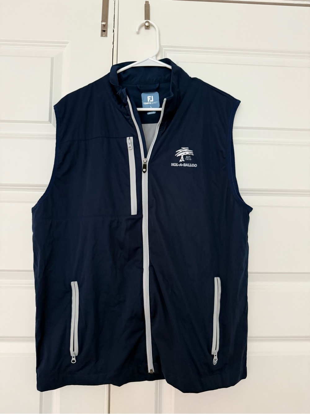 FootJoy Navy Sleeveless Golf Vest with Contrasting White Zips